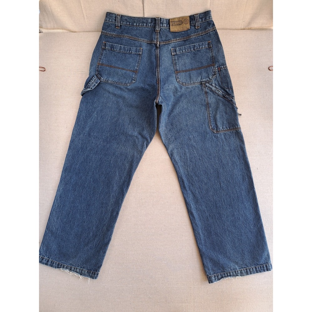 VTG Plugg Jeans Mens 36x32 Blue Carpenter Baggy Wide Hip Hop Y2K Skater W37"